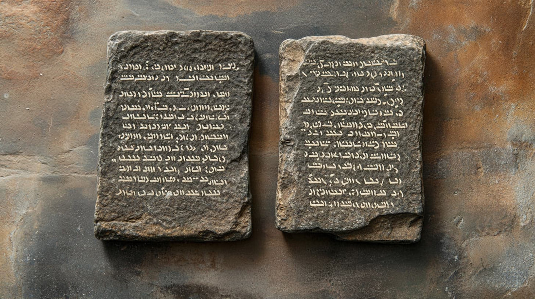 Stone tablets displaying the Ten Commandments, representing their historical and spiritual significance in Christian teachings.